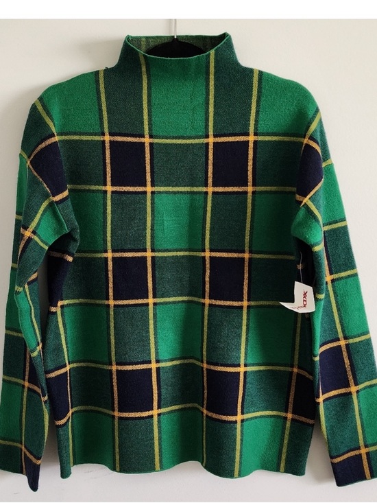 Rachel Zoe Tops - Rachel Zoe Green and navy Plaid Mock Neck Sweater - never worn